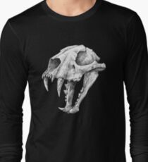Dinictis, The 'False Sabertooth Cat' skull | Graphite Pencil Art Long Sleeve T-Shirt