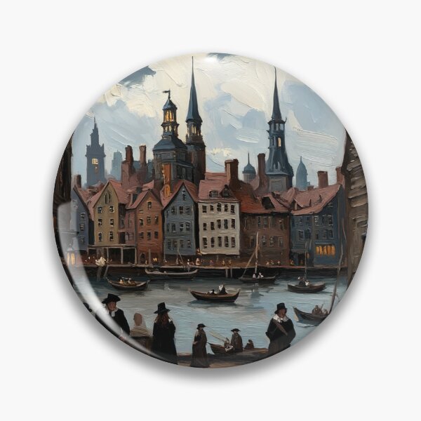 Item preview, Medieval city streets painting art designed and sold by Vintage Designs +.