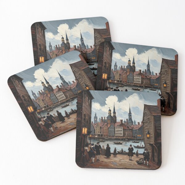 Item preview, Medieval city streets painting art designed and sold by Vintage Designs +.