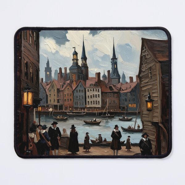 Item preview, Medieval city streets painting art designed and sold by Vintage Designs +.