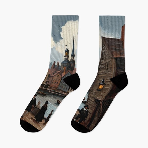 Item preview, Medieval city streets painting art designed and sold by Vintage Designs +.