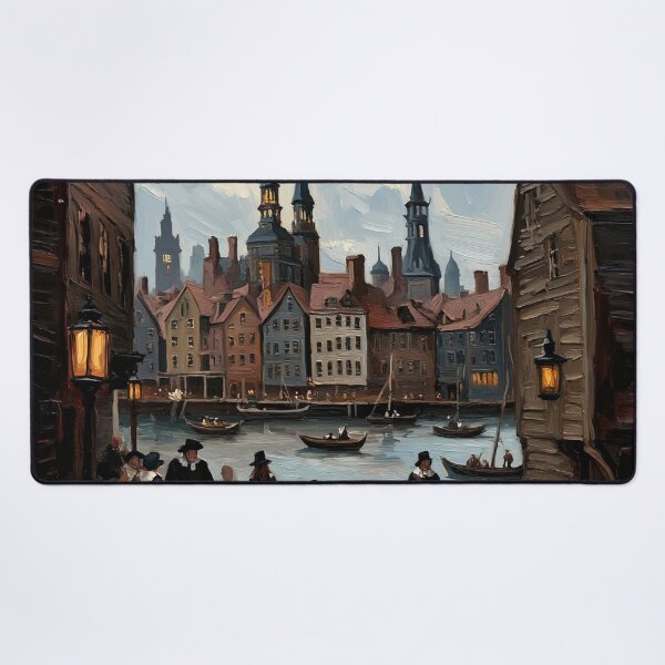 Item preview, Medieval city streets painting art designed and sold by Vintage Designs +.
