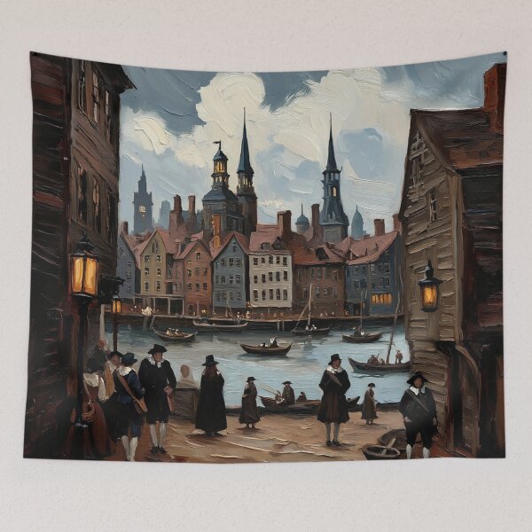 Item preview, Medieval city streets painting art designed and sold by Vintage Designs +.