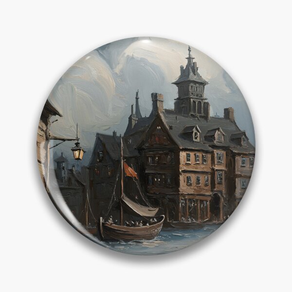 Item preview, Medieval city streets painting art designed and sold by Vintage Designs +.