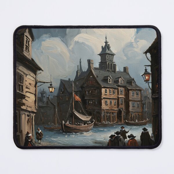 Item preview, Medieval city streets painting art designed and sold by Vintage Designs +.