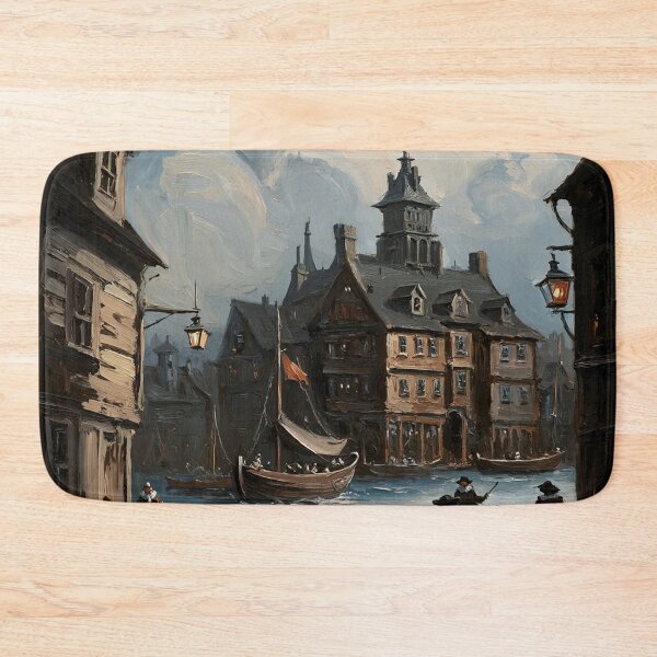 Item preview, Medieval city streets painting art designed and sold by Vintage Designs +.