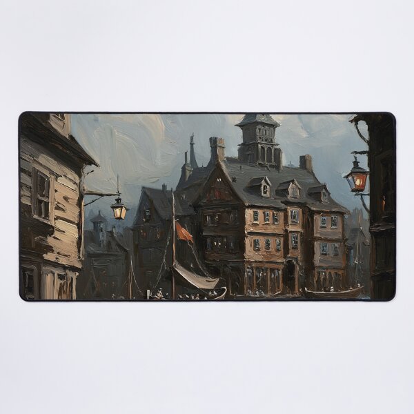Item preview, Medieval city streets painting art designed and sold by Vintage Designs +.