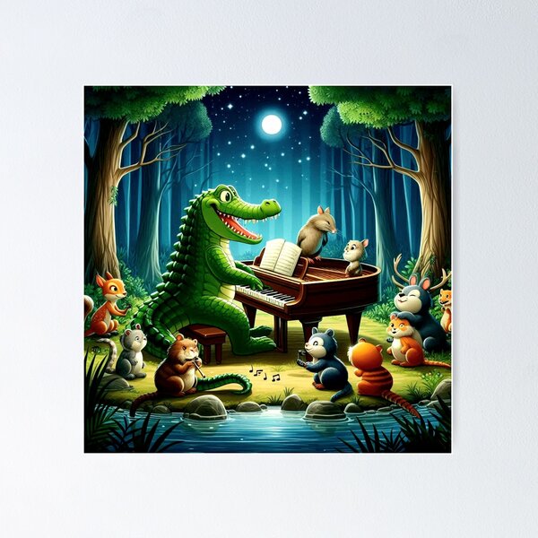 Item preview, Cute crocodile piano playing  designed and sold by Dogandesighn.