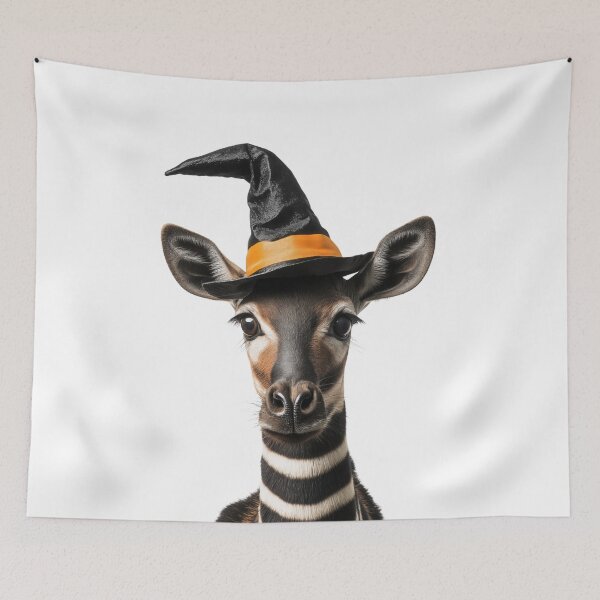Item preview, Okapi Wearing Halloween Witch Hat designed and sold by LazyOwlStore.