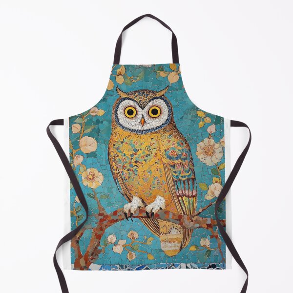 Aperçu de l'œuvre Mosaïque de hibou coloré sur une branche avec un fond floral créée et vendue par Artessie.