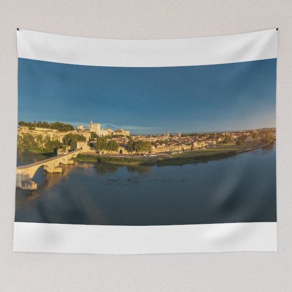 Item preview, Beautiful view of Avignon with famous bridge Saint-Benezet, medieval architecture along the Rhone River in Avignon, France. The Pont Saint Benezet and the Papal palace in Avignon, South France. designed and sold by Framed Horizons.