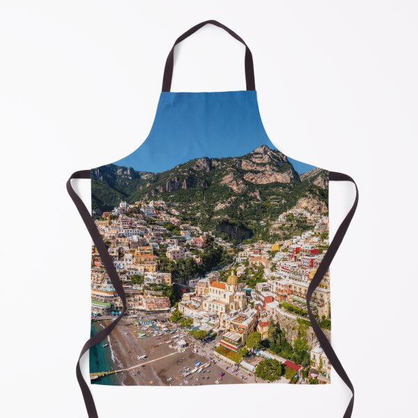 Item preview, Aerial view of Positano with comfortable beach and blue sea on Amalfi Coast in Campania, Italy. Positano village on the Amalfi Coast, Salerno, Campania. Beautiful Positano, Amalfi Coast in Campania. designed and sold by Framed Horizons.