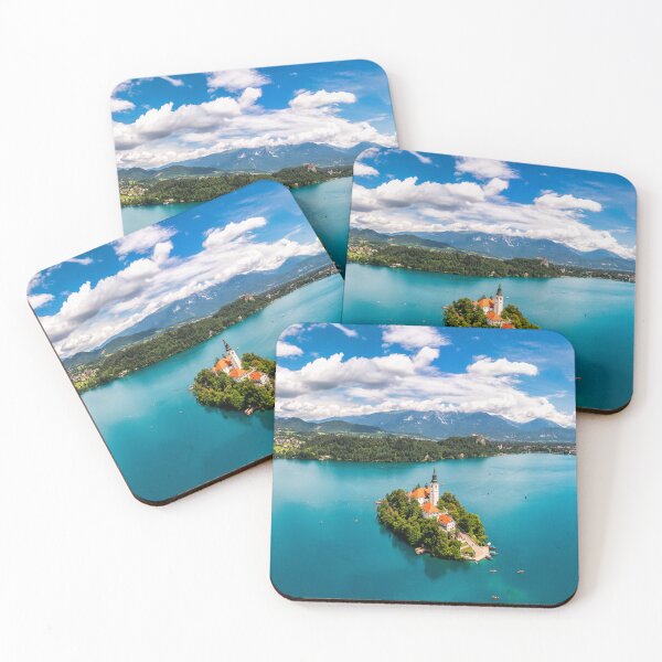 Item preview, Lake Bled in Slovenia. Beautiful mountains and Bled lake with small Pilgrimage Church. Bled lake and island with Pilgrimage Church of the Assumption of Maria. Bled, Slovenia, Europe. designed and sold by Framed Horizons.