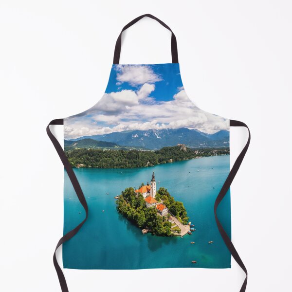 Item preview, Lake Bled in Slovenia. Beautiful mountains and Bled lake with small Pilgrimage Church. Bled lake and island with Pilgrimage Church of the Assumption of Maria. Bled, Slovenia, Europe. designed and sold by Framed Horizons.