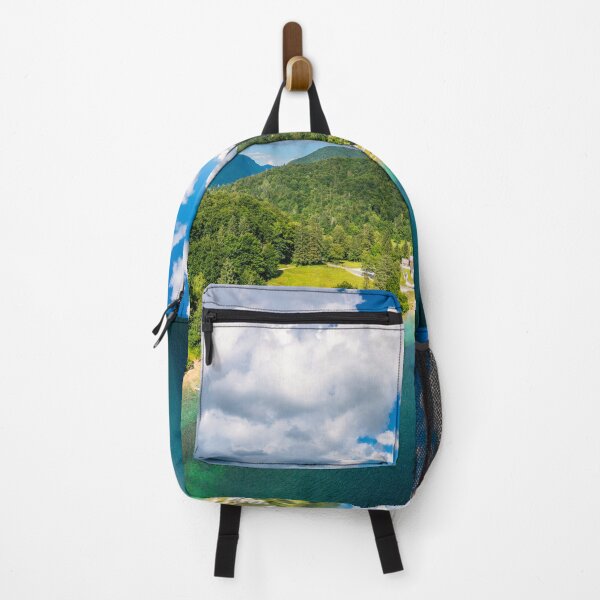 Item preview, Aerial view of Bohinj lake in Julian Alps. Popular touristic destination in Slovenia. Bohinj Lake, Church of St John the Baptist. Triglav National Park, Julian Alps, Slovenia. designed and sold by Framed Horizons.