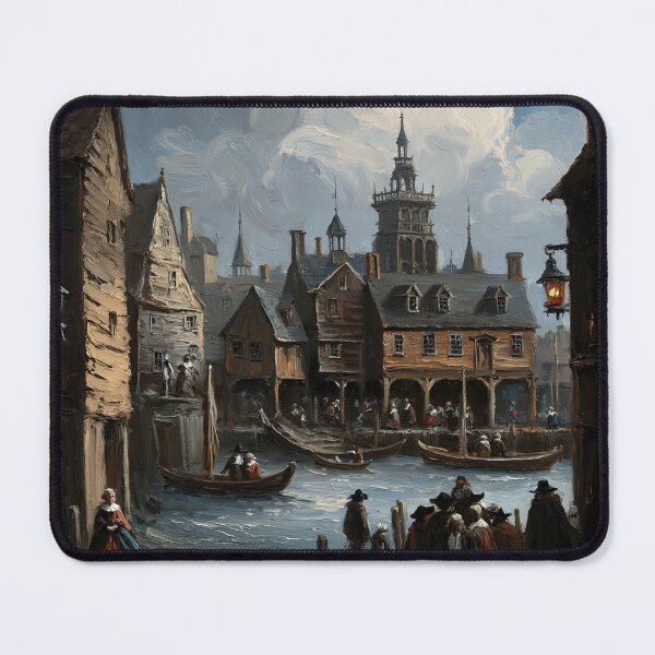 Item preview, Medieval city streets painting art designed and sold by Vintage Designs +.