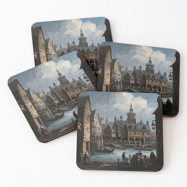 Item preview,  Medieval city streets painting art designed and sold by Vintage Designs +.