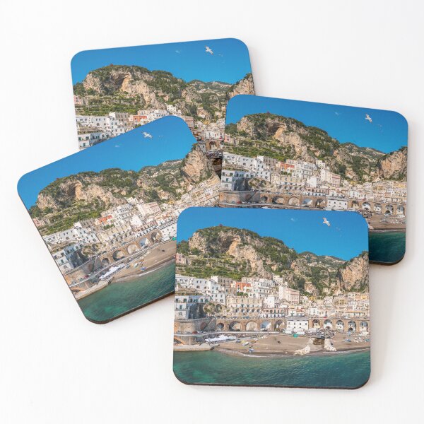 Item preview, Aerial view of Atrani famous coastal village located on Amalfi Coast, Italy. Small town Atrani on Amalfi Coast in province of Salerno, Campania region, Italy. Atrani town on Amalfi coast, Italy. designed and sold by Framed Horizons.