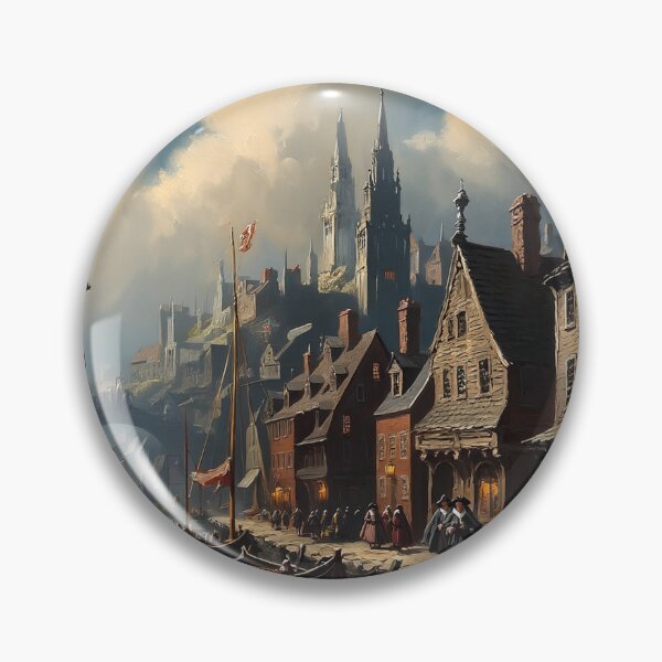 Item preview,  Medieval city streets painting art designed and sold by Vintage Designs +.