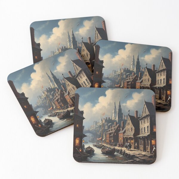 Item preview,  Medieval city streets painting art designed and sold by Vintage Designs +.
