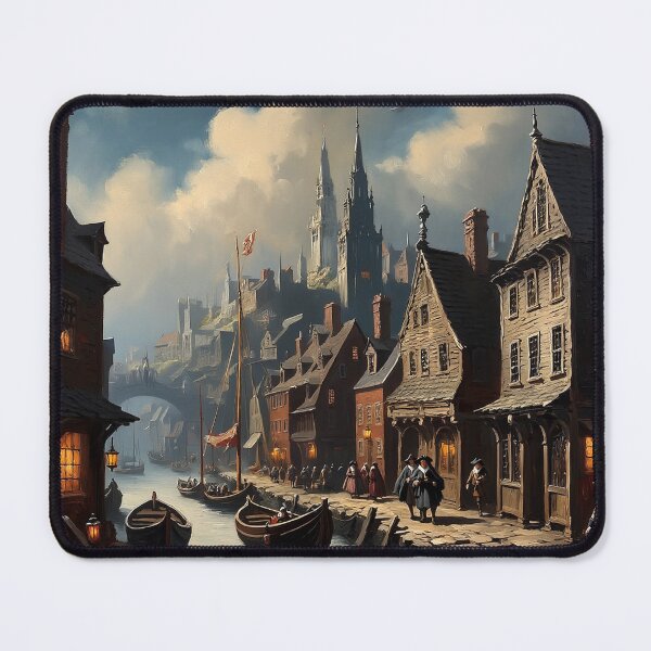 Item preview, Medieval city streets painting art designed and sold by Vintage Designs +.