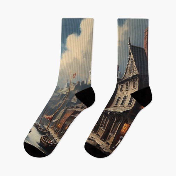 Item preview,  Medieval city streets painting art designed and sold by Vintage Designs +.