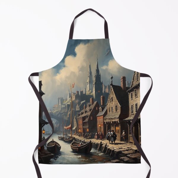Item preview, Medieval city streets painting art designed and sold by Vintage Designs +.