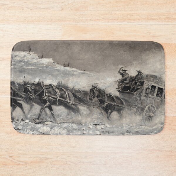 Item preview, Stagecoach In The Mountains - Vintage American Western Print designed and sold by VintageSpaceArt.