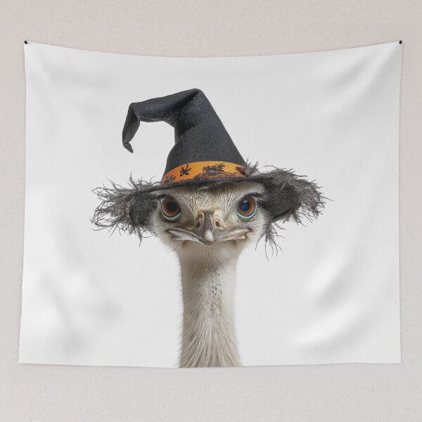 Item preview, Ostrich Wearing Halloween Witch Hat designed and sold by LazyOwlStore.