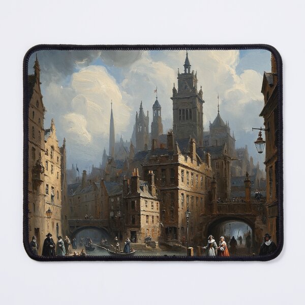 Item preview, Medieval city streets painting art designed and sold by Vintage Designs +.