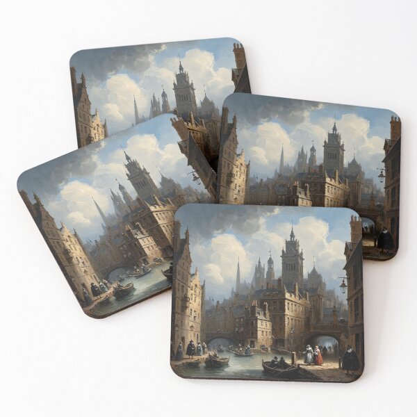 Item preview,  Medieval city streets painting art designed and sold by Vintage Designs +.