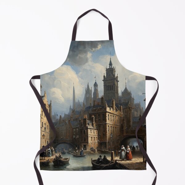 Item preview, Medieval city streets painting art designed and sold by Vintage Designs +.