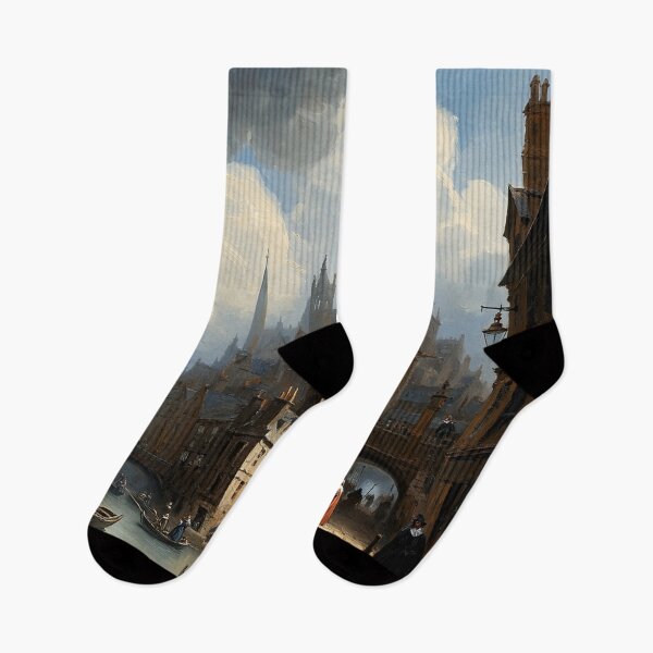 Item preview,  Medieval city streets painting art designed and sold by Vintage Designs +.