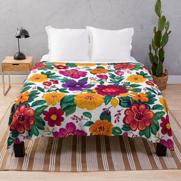 Item preview, White of Mexican folklore blooms designed and sold by FK-UK.