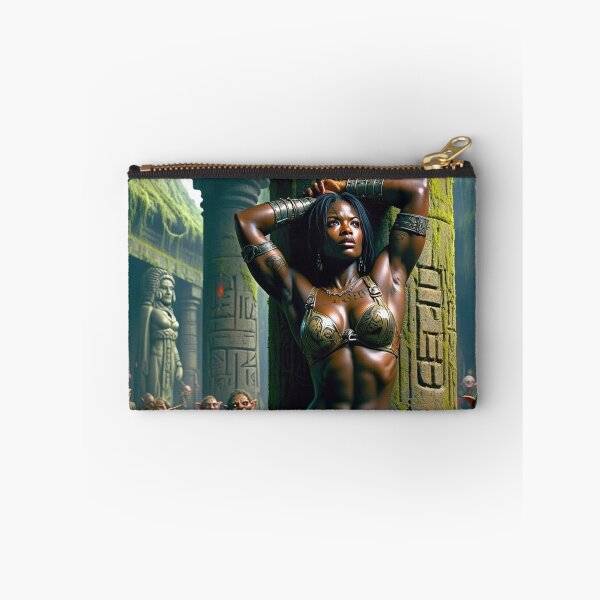Item preview, Fantasy RPG artwork Black African Queen chained against a pillar by goblins designed and sold by Vintage Designs +.