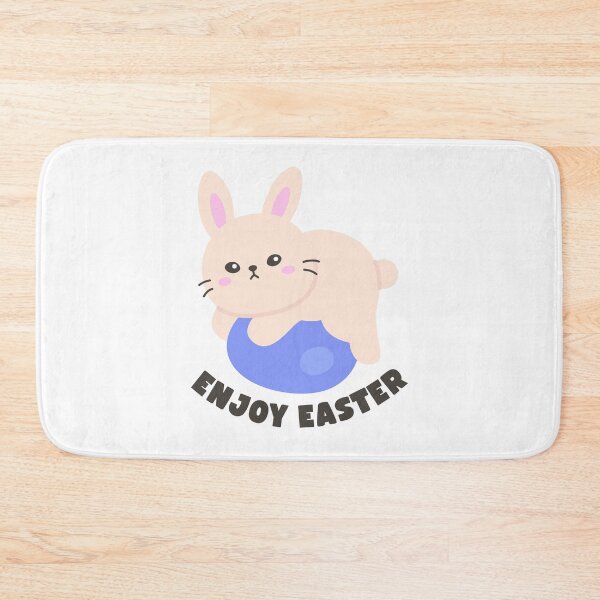 Item preview, Cute Bunny Lying Down with Easter Egg – Adorable Pastel Animal Illustration with “Enjoy Easter” Text designed and sold by BubiStudio.