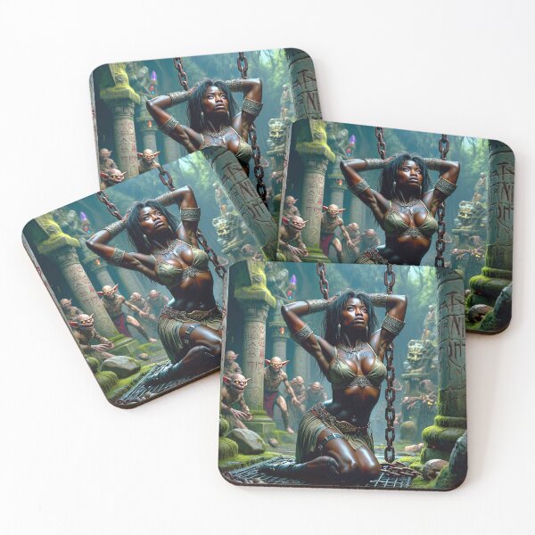 Item preview, Fantasy RPG artwork Black African Queen captured by goblins designed and sold by Vintage Designs +.