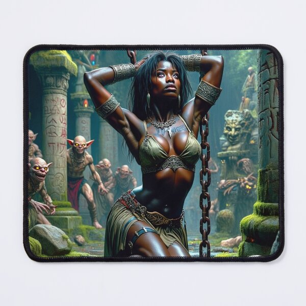 Item preview, Fantasy RPG artwork Black African Queen captured by goblins designed and sold by Vintage Designs +.