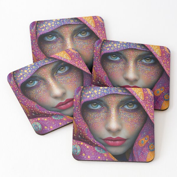 Item preview, Colorful artistic face covered in vibrant patterns designed and sold by Artessie.