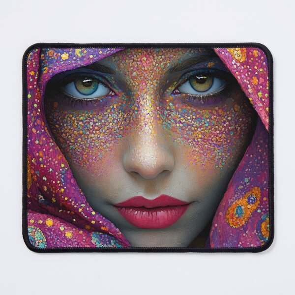 Item preview, Colorful artistic face covered in vibrant patterns designed and sold by Artessie.