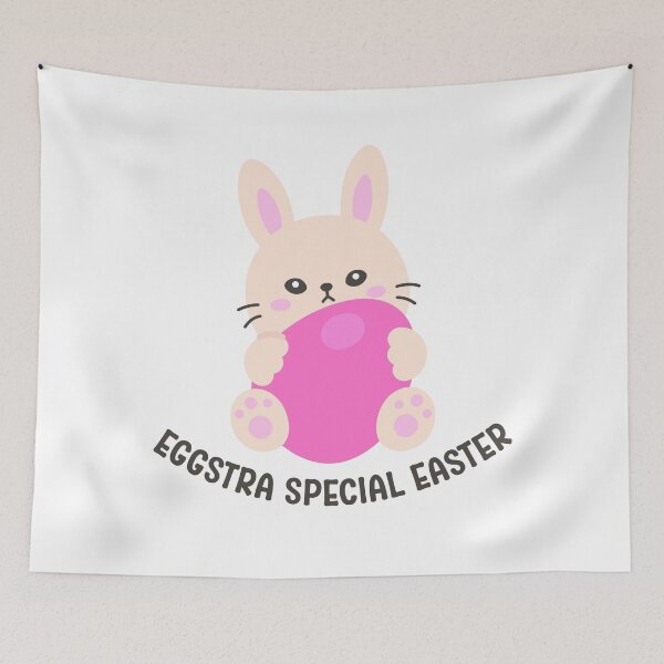 Item preview, Adorable Bunny Hugging Pink Egg with “You’re Eggstra Special” – Cute Punny Easter Sticker designed and sold by BubiStudio.
