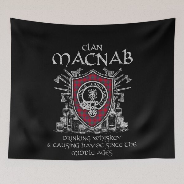 Item preview, Clan Macnab 2 drinking whiskey and causing havoc heritage crest tartan plaid designed and sold by Clan1093.
