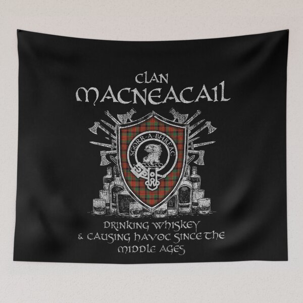 Item preview, Clan MacNeacail 2 drinking whiskey and causing havoc heritage crest tartan plaid designed and sold by Clan1093.