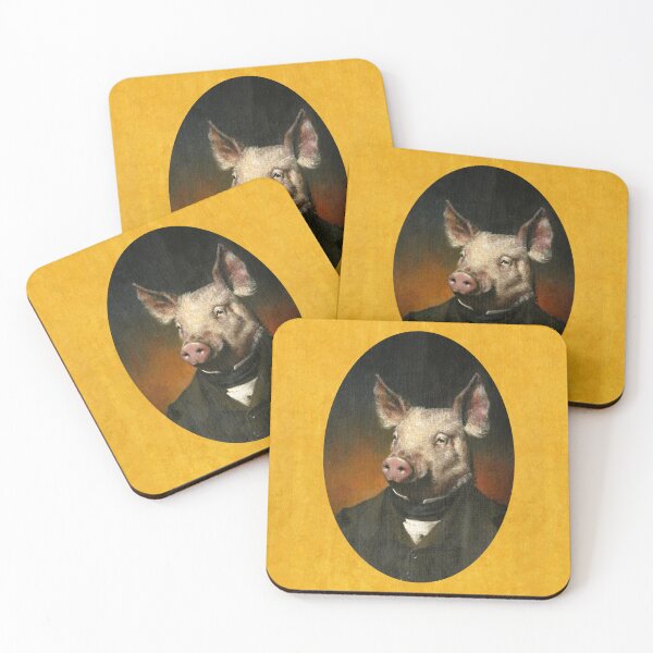 Item preview, Victorian Gentleman Pig On Gold designed and sold by mictomart.