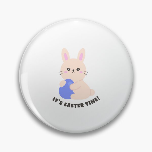 Item preview, Cute Easter Bunny Holding Blue Egg – It’s Easter Time Quote Sticker Design designed and sold by BubiStudio.