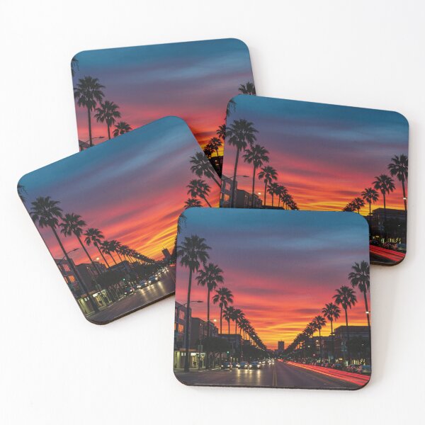Item preview, Vibrant Palm Street Sunset – Urban California Skyline at Dusk designed and sold by -DEEWOLF-.