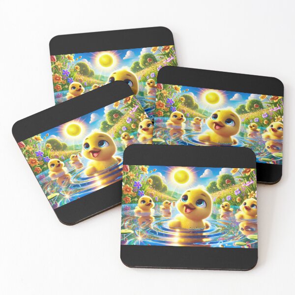 Item preview, Happy Ducklings in Blooming Pond – Bright 3D Cartoon Spring Scene designed and sold by Fresh-Threads-X.