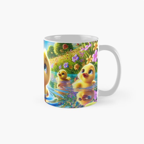Item preview, Happy Ducklings in Blooming Pond – Bright 3D Cartoon Spring Scene designed and sold by Fresh-Threads-X.