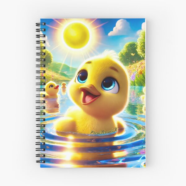 Item preview, Happy Ducklings in Blooming Pond – Bright 3D Cartoon Spring Scene designed and sold by Fresh-Threads-X.