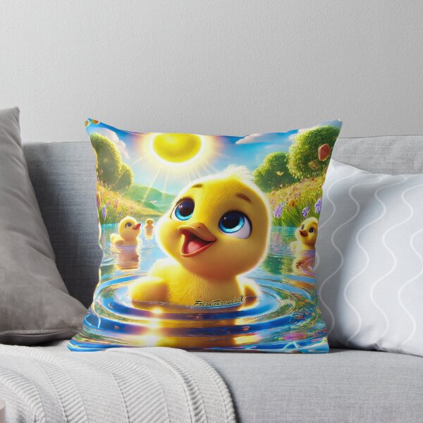 Item preview, Happy Ducklings in Blooming Pond – Bright 3D Cartoon Spring Scene designed and sold by Fresh-Threads-X.